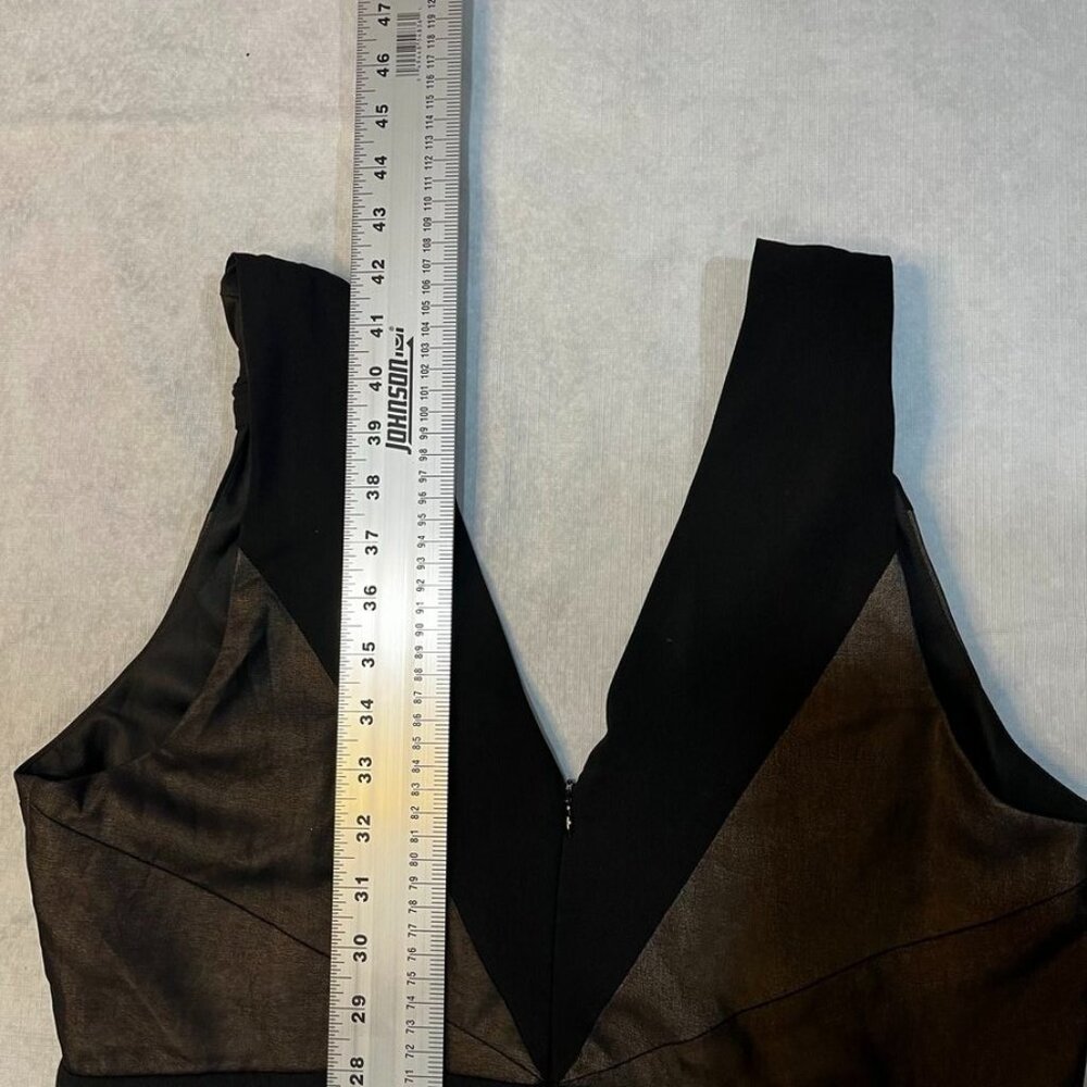 Harlyn Metallic Panel V-Neck Sleeveless Cocktail Sheath Dress Black XL - Picture 9 of 14